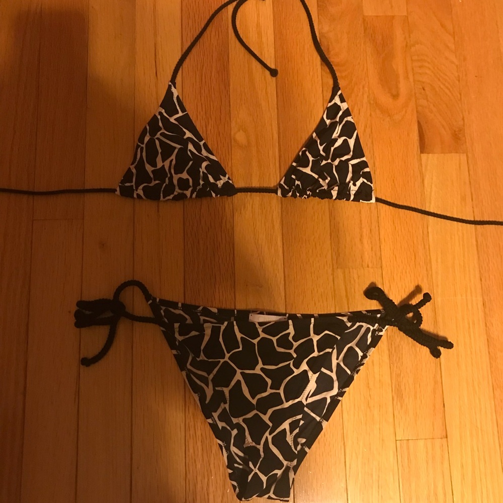 chloe designer bikini usa size small black white